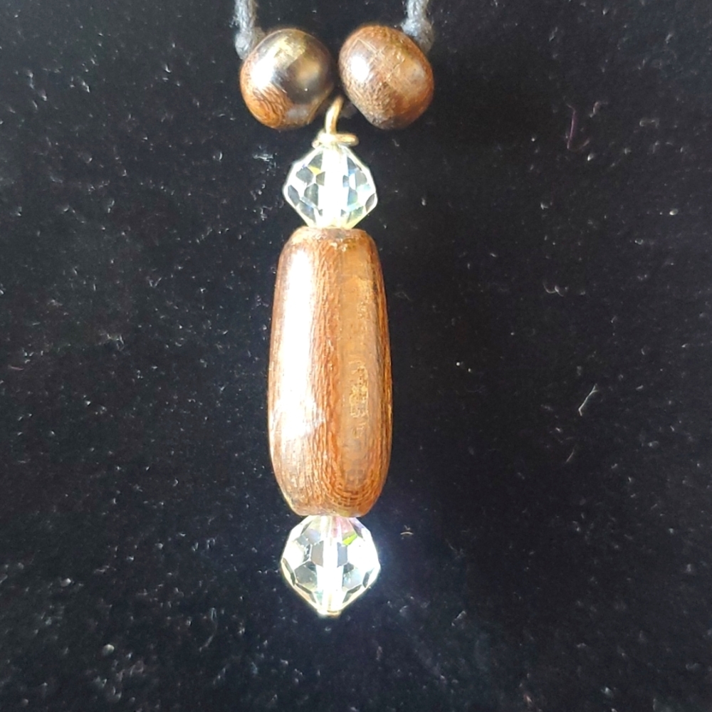 Wood Crystal men's necklace